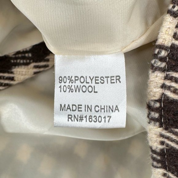 Princess Polly Harry Brown Beige Check Plaid Poly Wool Jacket S/M - Picture 8 of 9